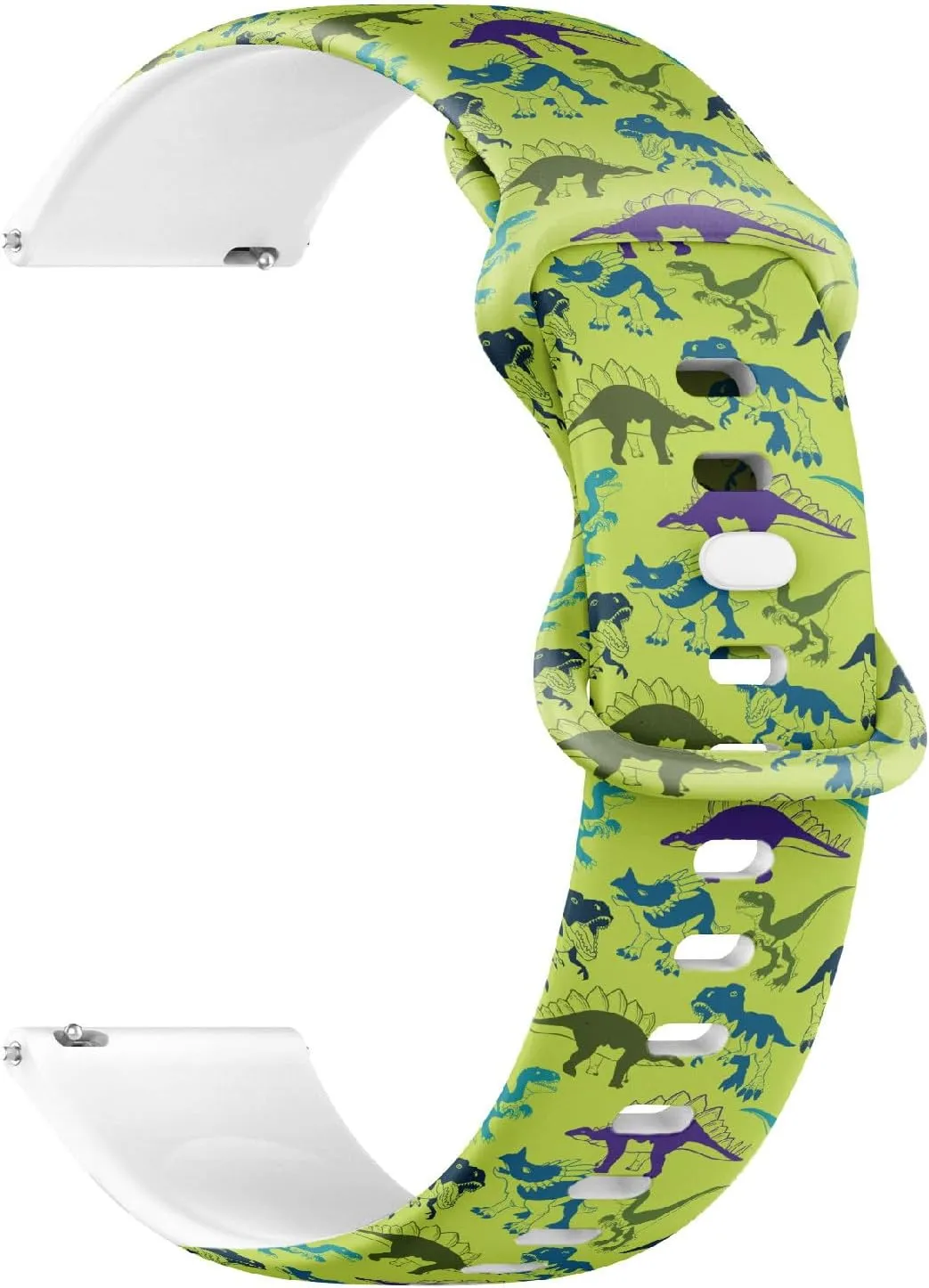 Quick Release Soft Sillicone Sports isotope expand Watch Band (Bright Neon Dino) Replacement Rubber Strap Bracelet for Women, Men 18mm 