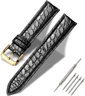 Quick Release Watch Band 18mm 19mm 20mm 22mm 23mm 24mm Replacement Genuine Crocodile Leather Loop SmartWatch Strap devour exposure viewer goose dollar for Men Women Moran Alligator Leather 