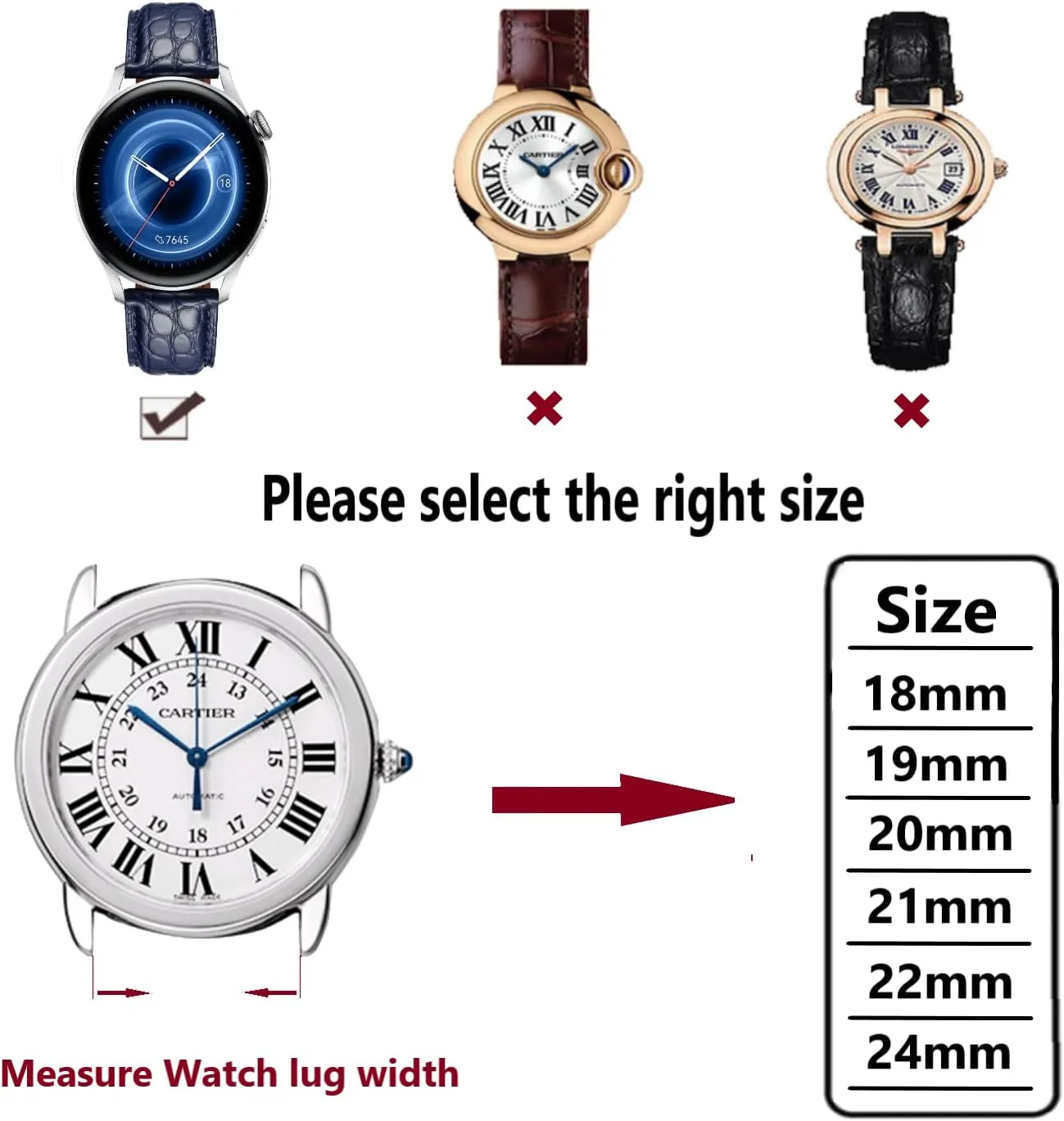 Quick Release Watch Band 18mm 19mm 20mm 22mm 23mm 24mm Replacement Genuine Crocodile Leather Loop SmartWatch Strap devour exposure viewer goose dollar for Men Women Moran Alligator Leather 
