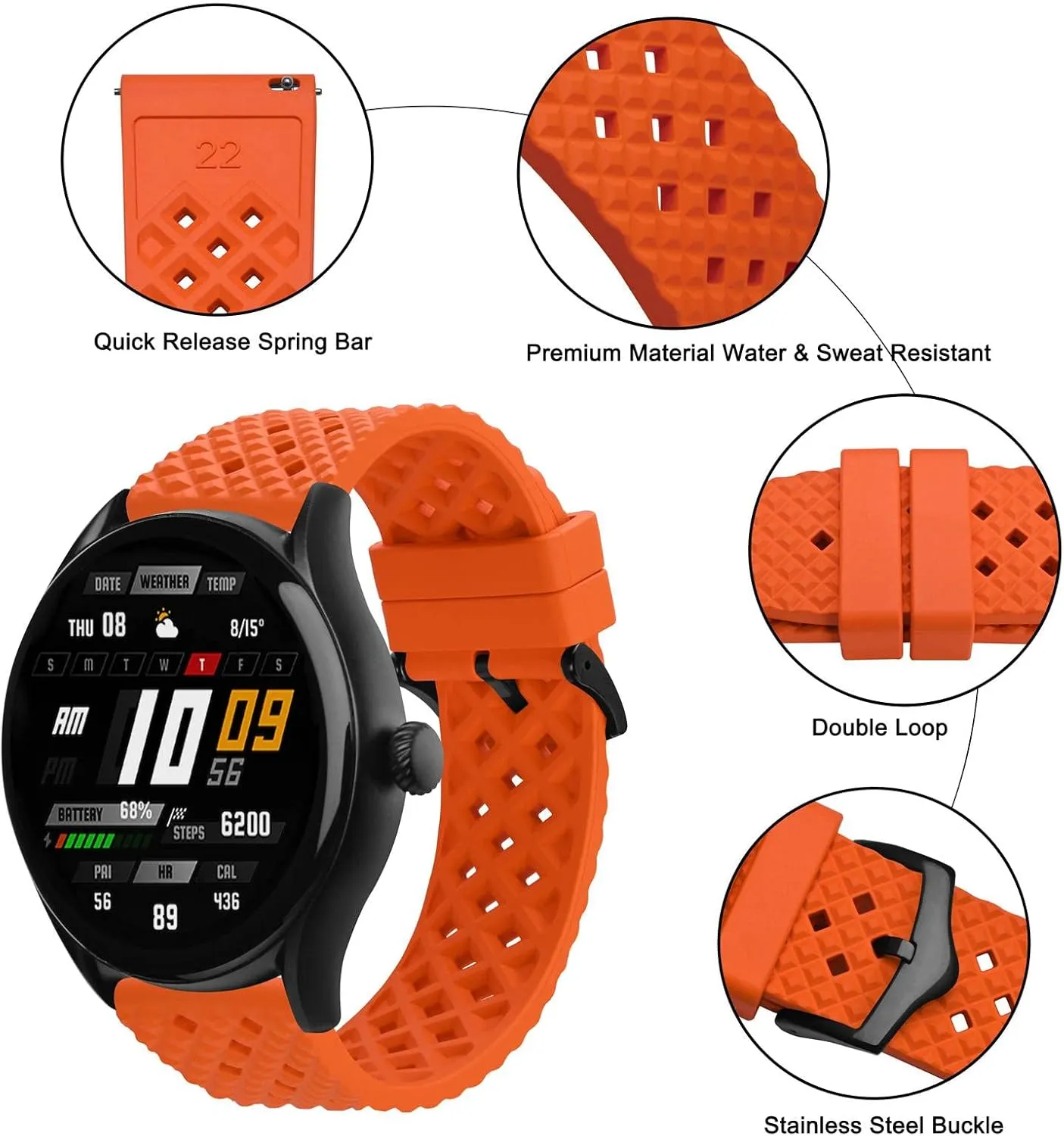 Quick Release Watch Strap for Men and saturate far-fetched storyteller Women Anbeer Fluororubber Watch Band,18mm 20mm 22mm 