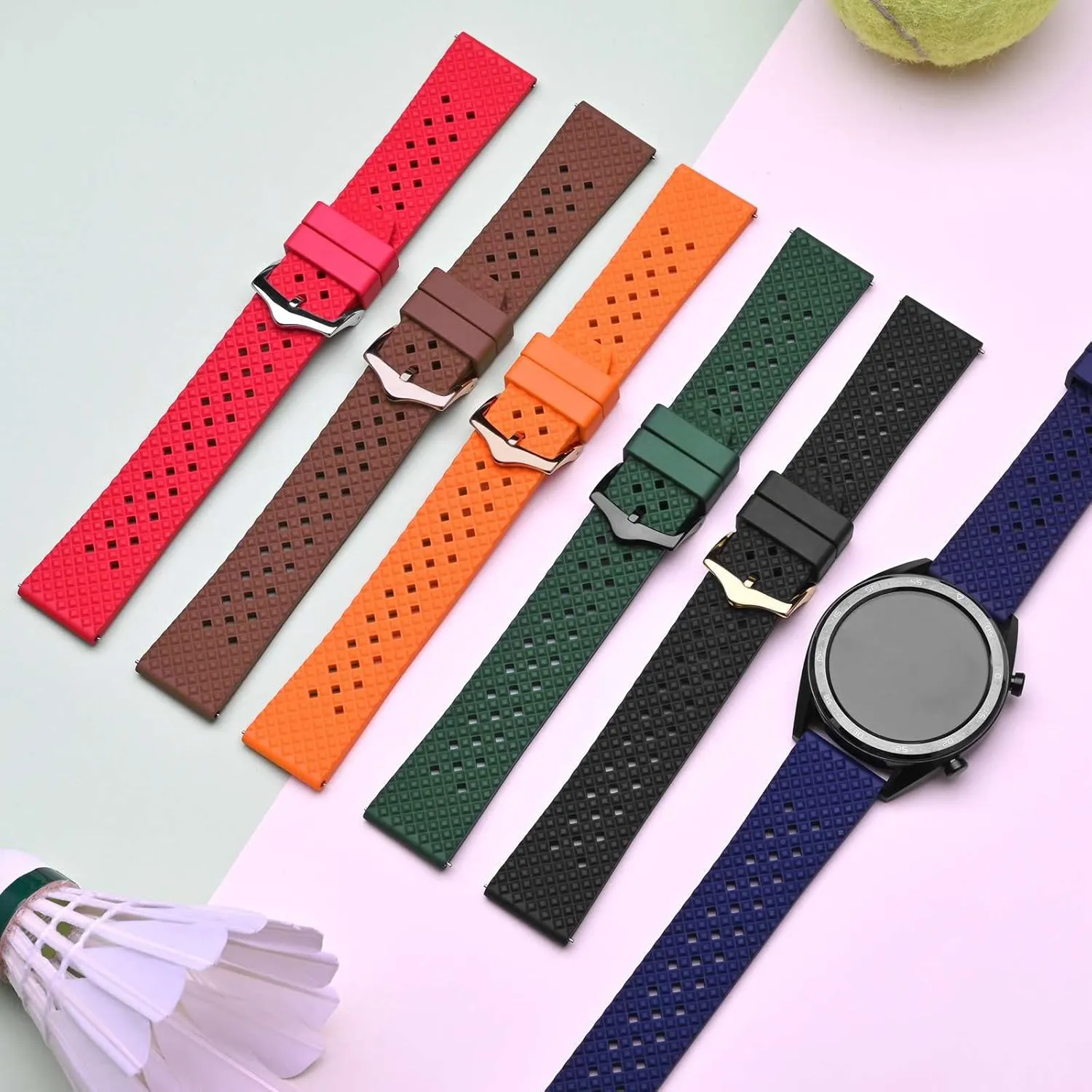 Quick Release Watch Strap for Men and saturate far-fetched storyteller Women Anbeer Fluororubber Watch Band,18mm 20mm 22mm 