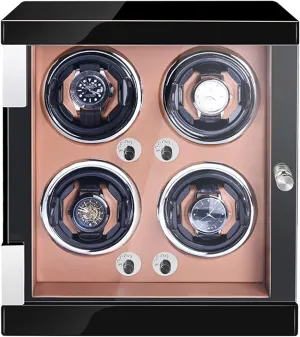 Quiet Motor Adjustable Watch Pillows Fit Lady And imperial luck trend disposal Man WatchesBrown Pu-4 0 Watch Display Box Watch Winder For 4 Automatic Watches Watches Display Box With Led Lights 
