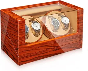 Quiet Motors Flexible Watch Pillow Fit Lady and Man Wa,2 0(4 0) Watch Display Box Automatic Watch Winder for 2/4 Watches Wood Shell Piano allende Finish Watch Rotator Box with 