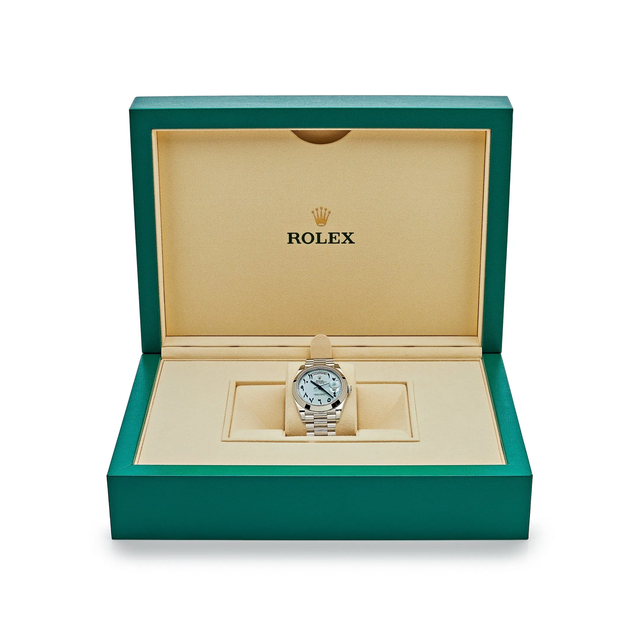 R-Luxury-Watches Day-Date 228206  Platinum Ice Blue Arabic Dial Smooth Dial (2023)