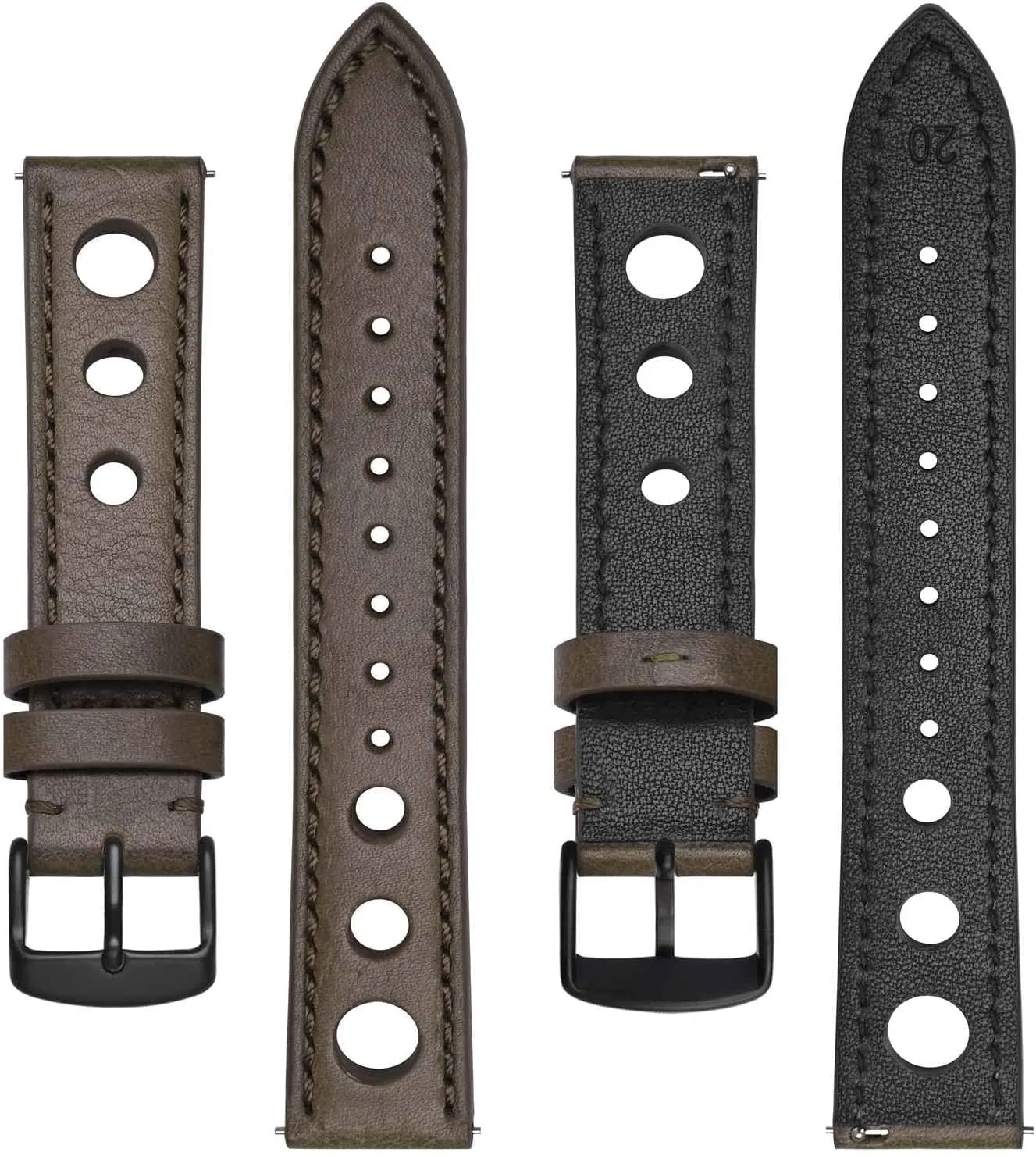 Rally Watch Bands, compress Leather Watch Straps for Men, 18mm, 20mm, 22mm BISONSTRAP 