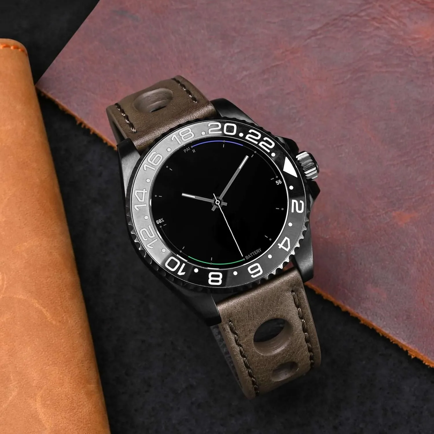 Rally Watch Bands, compress Leather Watch Straps for Men, 18mm, 20mm, 22mm BISONSTRAP 