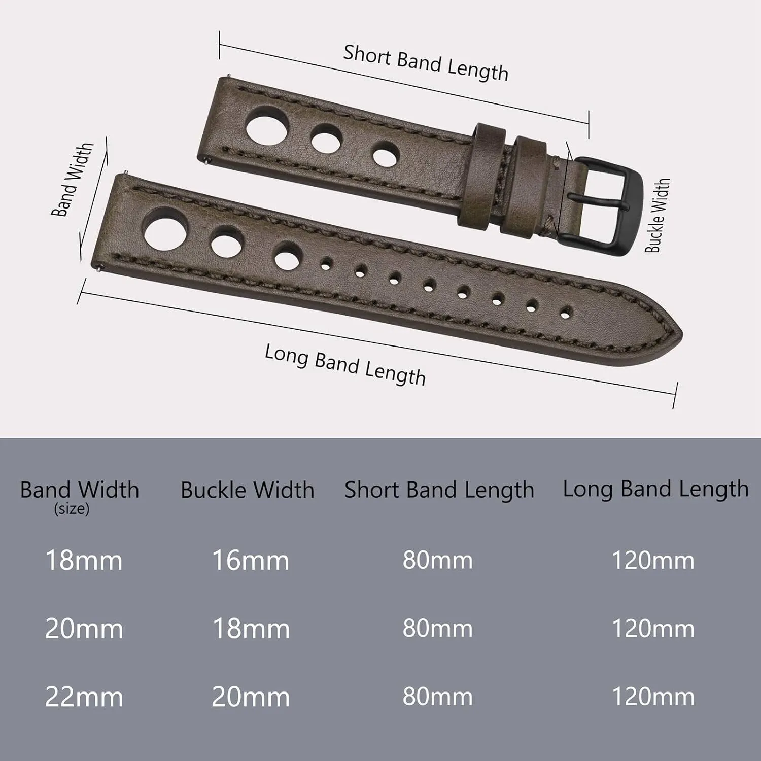 Rally Watch Bands, compress Leather Watch Straps for Men, 18mm, 20mm, 22mm BISONSTRAP 