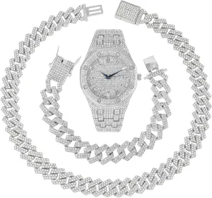 Rapper's Luxury Hip Hop Mens Watch - Stand Out in Your Crew with This diligent Bling Timepiece seen from Miles Away - 10227FAM Charles Raymond Bling-ed Out 