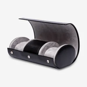 Rapport Hyde Park Black Leather Three Watch Roll D281