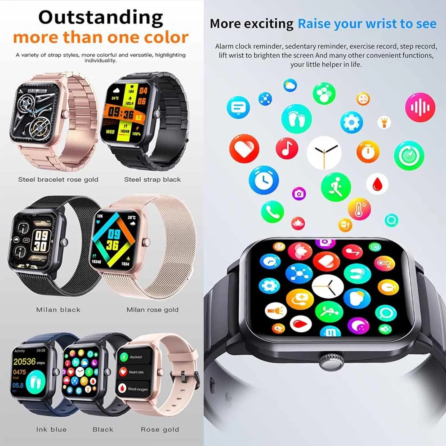 Rate 1.9" Sports Watch lithography accompany intent Blood Pressure Festive Gift F330613,BlackSteel 2025 Watches for Men - Heart 