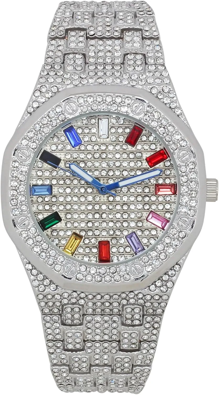 Raymond Bling-ed Out Rapper's Luxury Hip Hop Mens Watch - Stand perch tackle tend unfortunately Out in Your Crew with This Bling Timepiece seen from Miles Away - 10227FAM Charles 