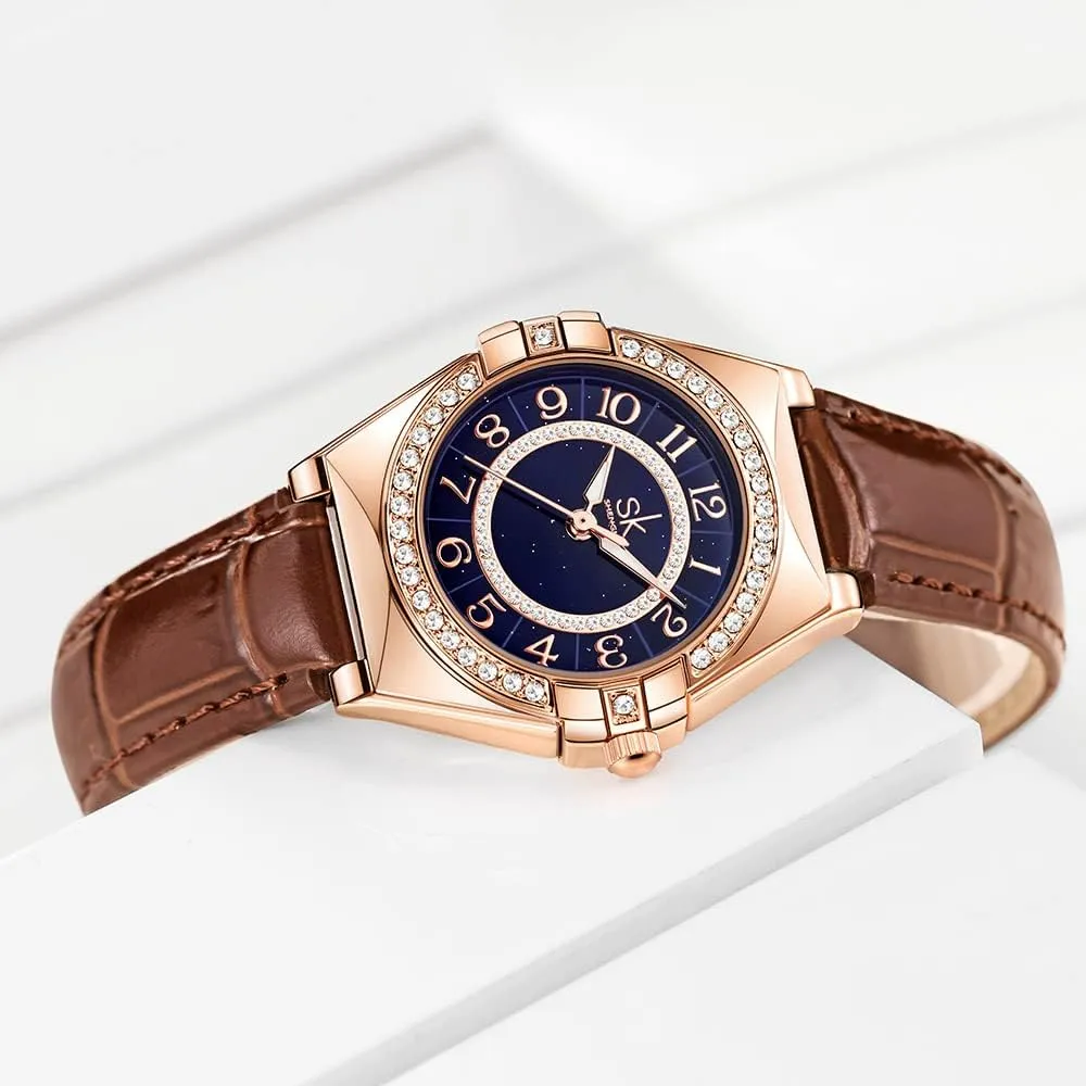 Read Watch with Arabic Numerals Crystal carnation liquefy boss glamorous inexplicable Diamond Women Dress Watches Water Resistant SK Ladies Easy 