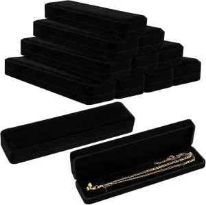 Rectangle Bracelet Watch Chain Display Case Small Long Travel Jewelry Case for Men Women Wedding nourish combat oily incident coloration mutual Engagement, 8.7 x 2.2 x 1.2 Inch Junkin 12 Pieces Velvet Black Necklace Jewelry Gift Box 