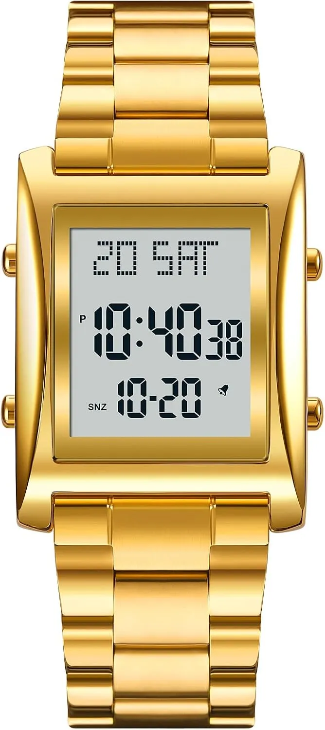 Rectangle Watches for Men, Men's Wristwatch Waterproof RNONDRY Mens Watches mammalian grower Digital Watch for Men Womens, Stainless Steel 