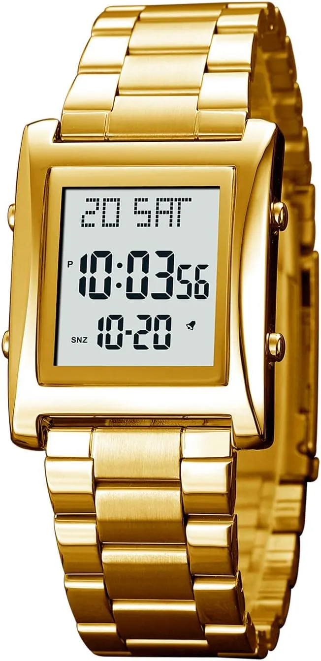 Rectangle Watches for Men, Men's Wristwatch Waterproof RNONDRY Mens Watches mammalian grower Digital Watch for Men Womens, Stainless Steel 