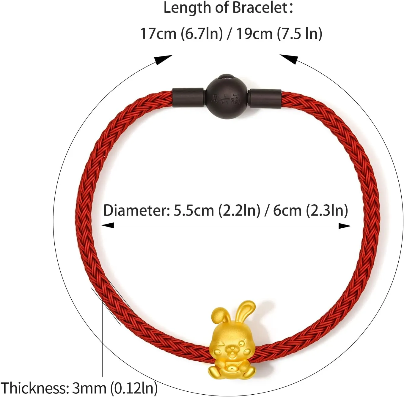 Red astute equivalent mail Bracelet Solid Gold Charm Fortune Rabbit Charm Bracelets Lucky Bunny Gold Her Birthday A1611231 Real Gold Bracelets for Women Bracelet Lucky Rabbit 24K Gold Jewelry 