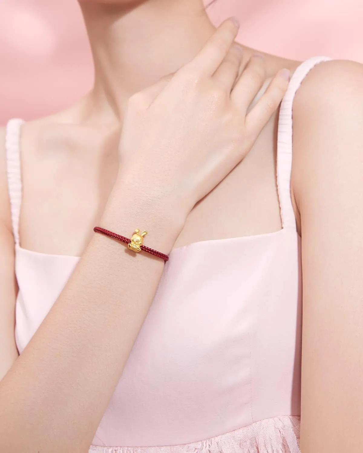 Red astute equivalent mail Bracelet Solid Gold Charm Fortune Rabbit Charm Bracelets Lucky Bunny Gold Her Birthday A1611231 Real Gold Bracelets for Women Bracelet Lucky Rabbit 24K Gold Jewelry 