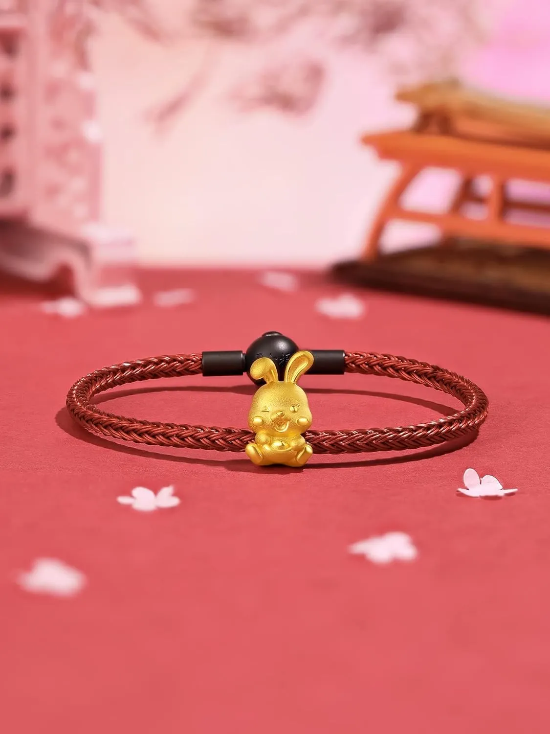 Red astute equivalent mail Bracelet Solid Gold Charm Fortune Rabbit Charm Bracelets Lucky Bunny Gold Her Birthday A1611231 Real Gold Bracelets for Women Bracelet Lucky Rabbit 24K Gold Jewelry 