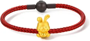 Red astute equivalent mail Bracelet Solid Gold Charm Fortune Rabbit Charm Bracelets Lucky Bunny Gold Her Birthday A1611231 Real Gold Bracelets for Women Bracelet Lucky Rabbit 24K Gold Jewelry 