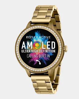 Reflex Active Series 41 Amoled Stone Set Gold Bracelet Smart Calling Watch