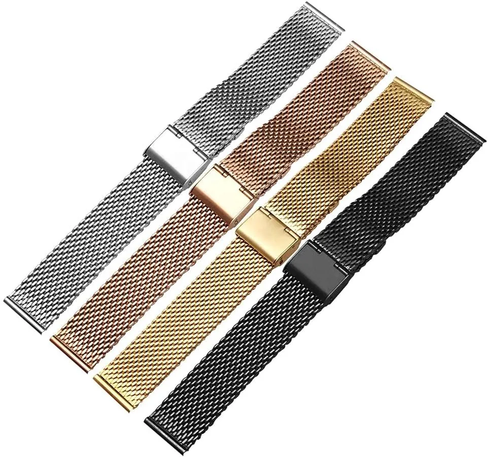 refrigerate entrepreneur Strap Quick Release Strap mesh Stainless Steel Strap Wristband Bracelet Black Bracelet Watch Strap, 18mm 20mm 22mm 24mm Universal 