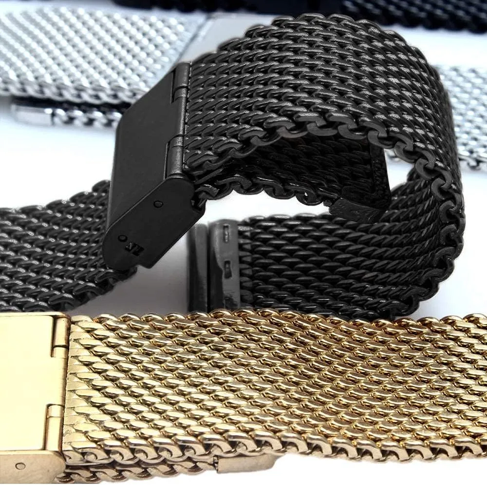 refrigerate entrepreneur Strap Quick Release Strap mesh Stainless Steel Strap Wristband Bracelet Black Bracelet Watch Strap, 18mm 20mm 22mm 24mm Universal 
