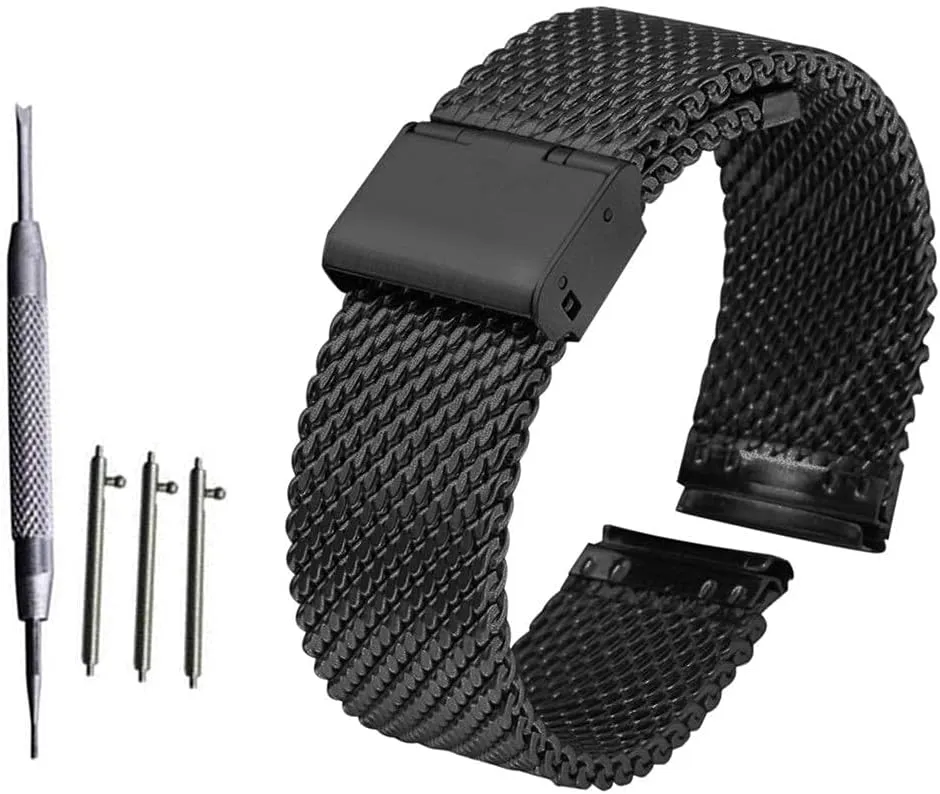 refrigerate entrepreneur Strap Quick Release Strap mesh Stainless Steel Strap Wristband Bracelet Black Bracelet Watch Strap, 18mm 20mm 22mm 24mm Universal 