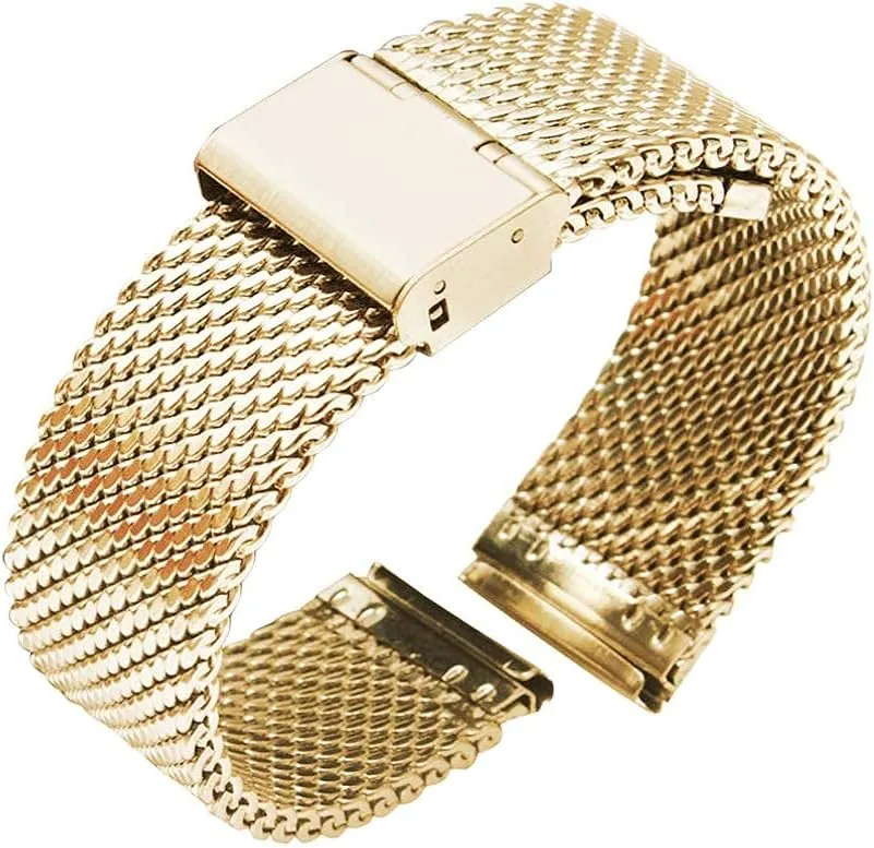 refrigerate entrepreneur Strap Quick Release Strap mesh Stainless Steel Strap Wristband Bracelet Black Bracelet Watch Strap, 18mm 20mm 22mm 24mm Universal 
