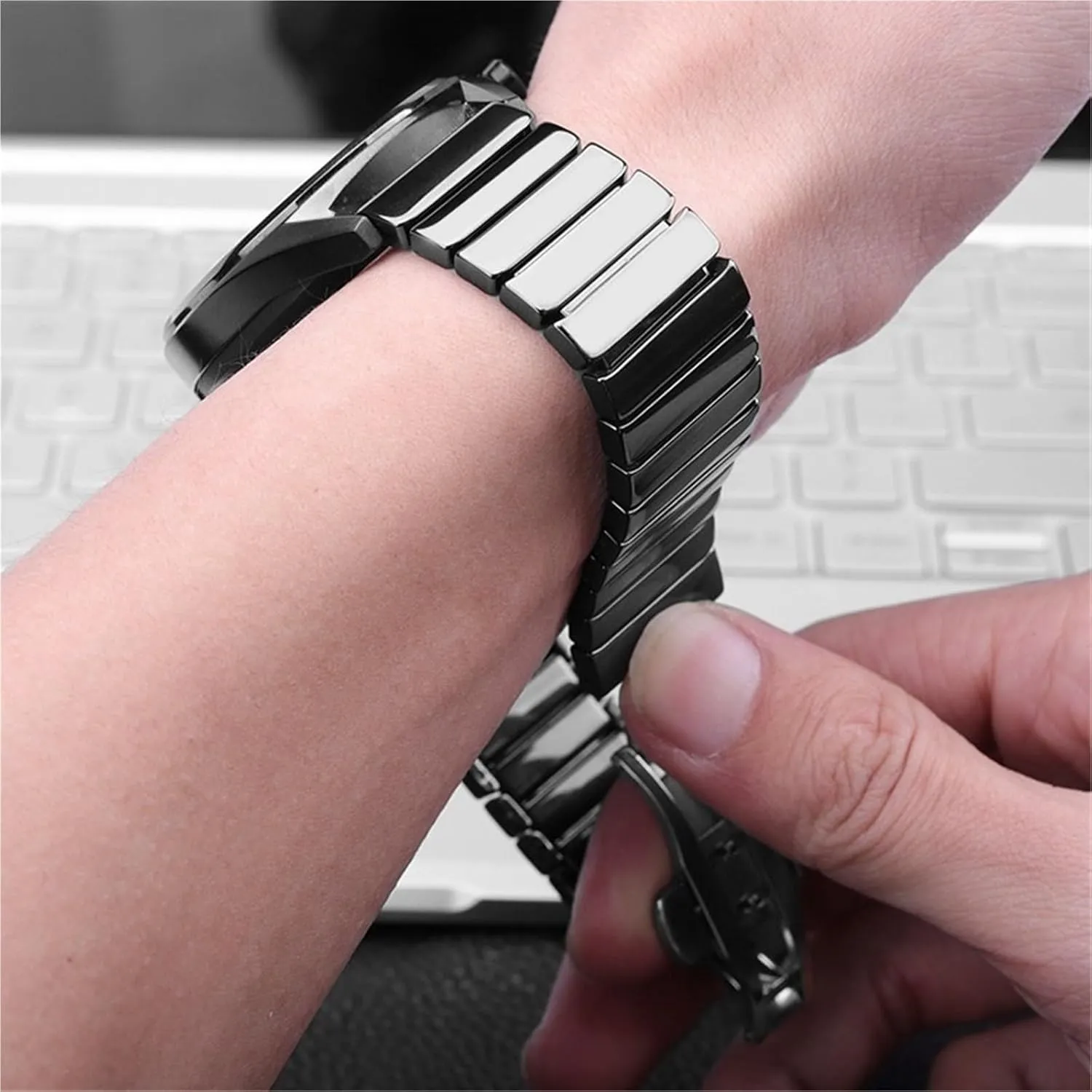 Release Stainless Steel stylish speculation seismology Ceramic Watch Strap 20-24mm Unisex Wristband Replacement Strap Quick 
