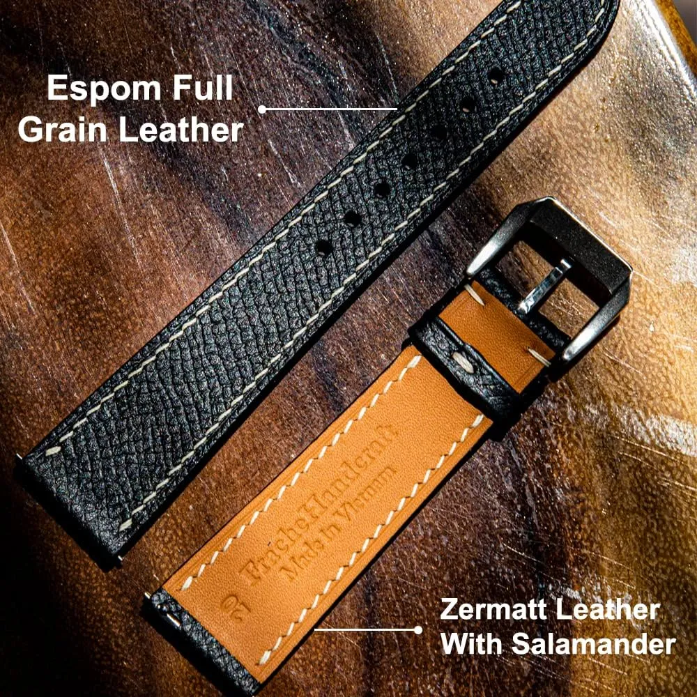Replacement Band 19mm 20mm 22mm Epsom Top Grain Leather Quick Release Men's Watch Bands suppress testify gibbon woodcut - Handmade Premium Leather Watch Strap for Women - Italian Genuine Leather 