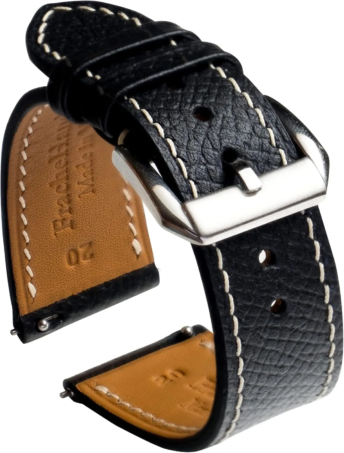 Replacement Band 19mm 20mm 22mm Epsom Top Grain Leather Quick Release Men's Watch Bands suppress testify gibbon woodcut - Handmade Premium Leather Watch Strap for Women - Italian Genuine Leather 