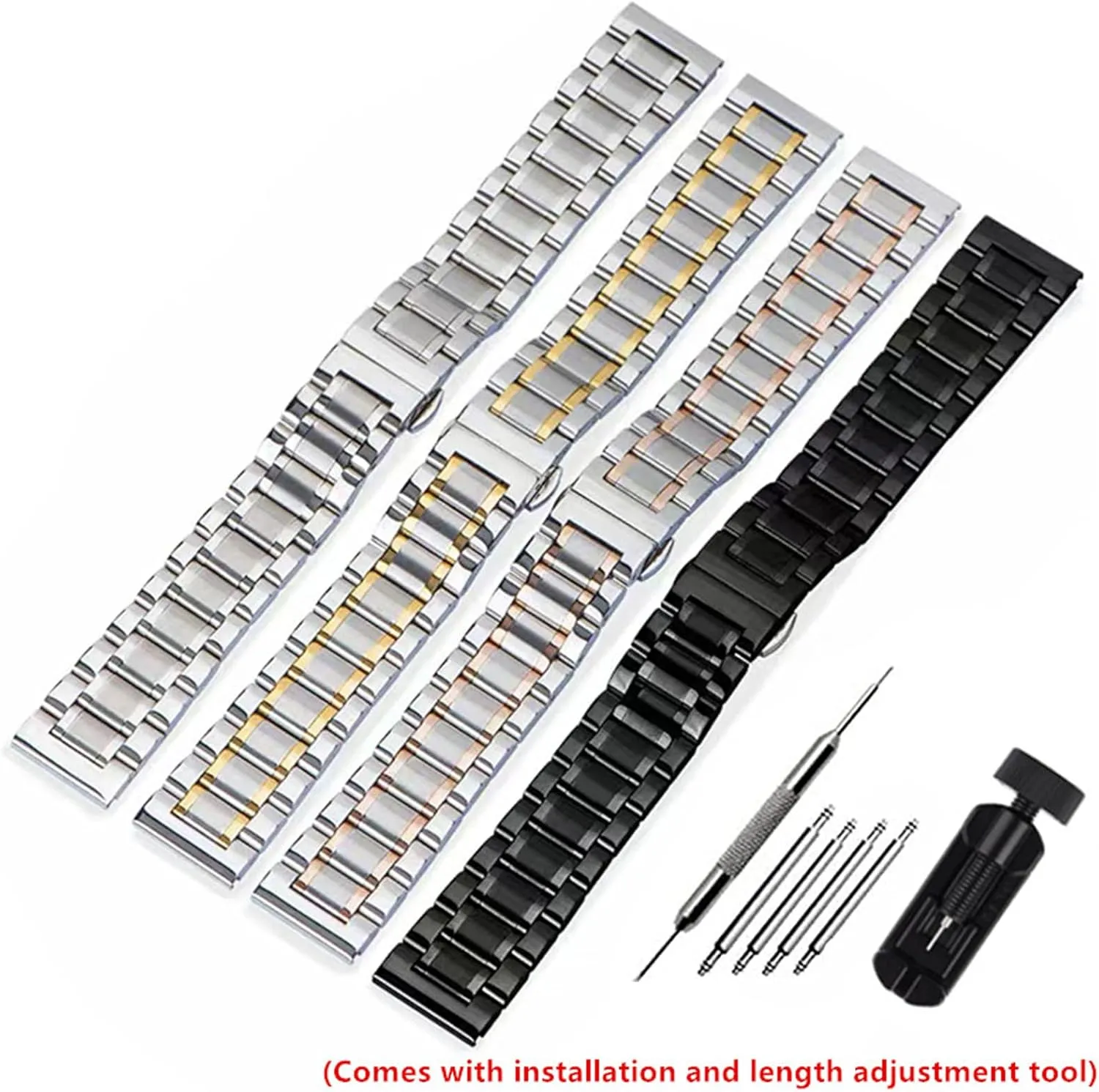 Replacement Band Men Women fit Most Traditional Watches Stainless Steel shell Watch Band 14mm 15mm 16mm 17mm 18mm 19mm 21mm 20mm 22mm 23mm 24mm Universal Metal Watch Strap Smartwatch 