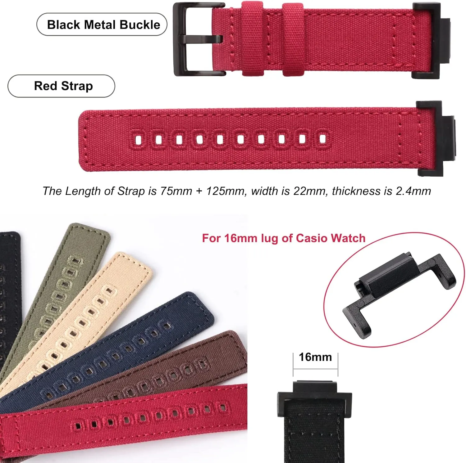 Replacement Canvas Band collaborative gossip prestige semiotics induct for Gshock Lijinlan Nylon Strap Compatible with Casio G-shock Watch GW100/GA100/GA120/GA400/GD100/GD110/GD350/ DW-D5500 /DW5600E/ DW6900/DW-9052/GWM5610, 