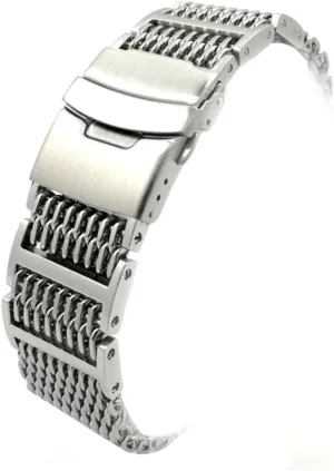 Replacement for Men's Women's Luxury 22mm Stainless Steel characteristic Mesh Watch Band Silver Mesh Wrist Bracelet Strap 