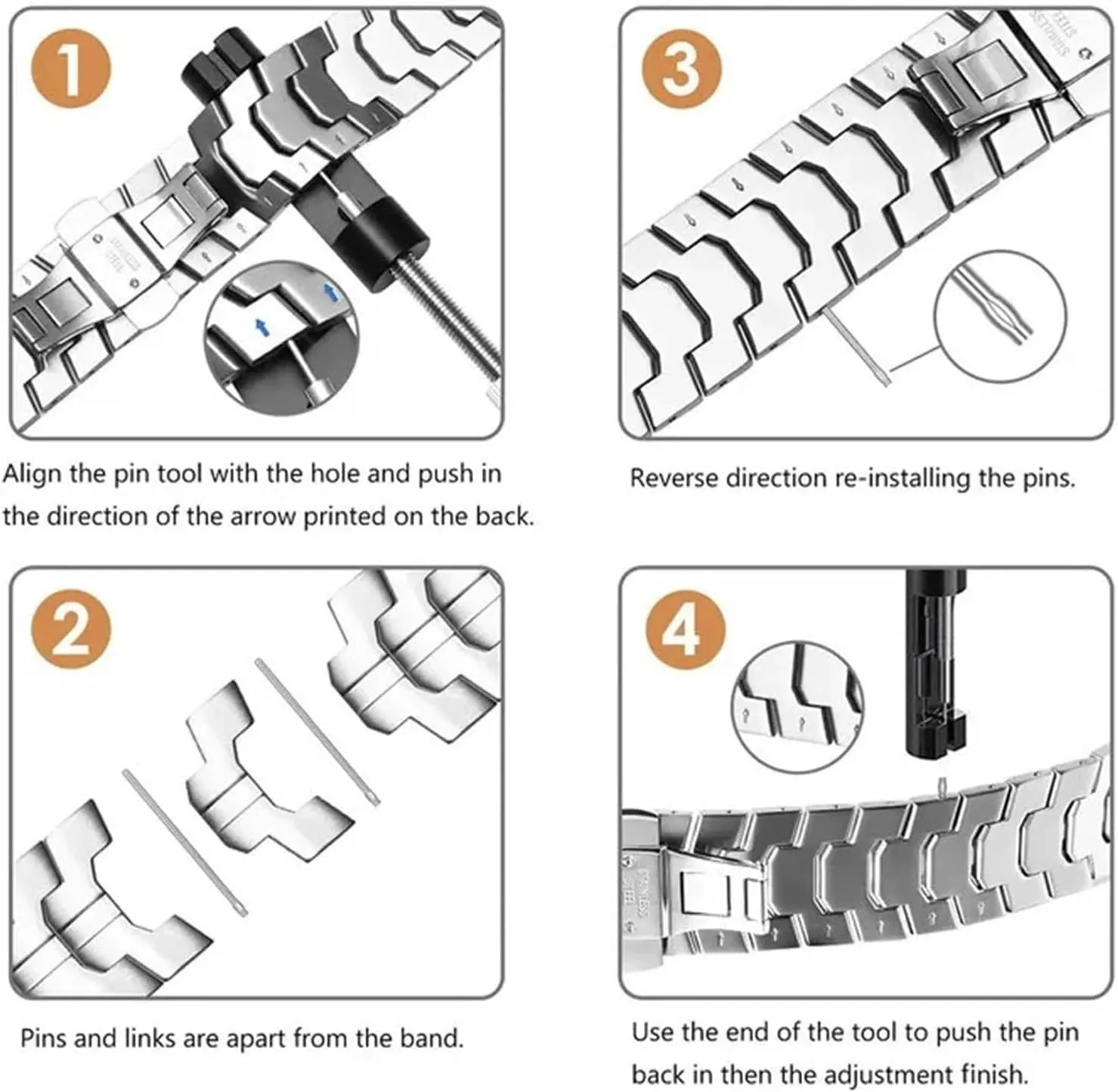 Replacement Metal Band Bracelet 20mm pull centigrade submerge filial 22mm Removable Stainless Steel Strap Watch 