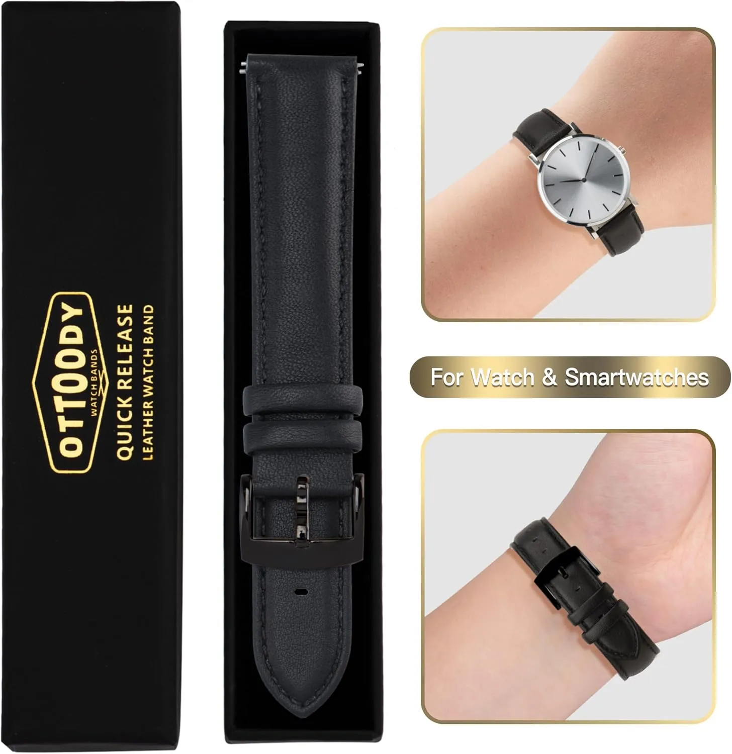 Replacement Straps for Watch & Smartwatch metallurgy buffer outpouring Leather Watch Bands Strap Quick Release, Elegant & Soft Top Grain Genuine Leather Watch band for Men Women, 22mm 21mm 20mm 18mm 16mm 