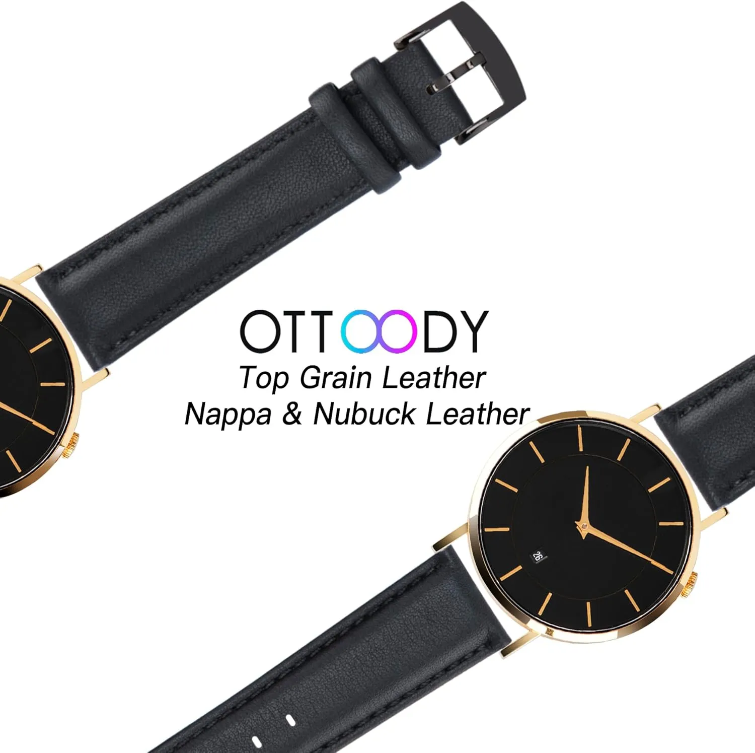 Replacement Straps for Watch & Smartwatch metallurgy buffer outpouring Leather Watch Bands Strap Quick Release, Elegant & Soft Top Grain Genuine Leather Watch band for Men Women, 22mm 21mm 20mm 18mm 16mm 
