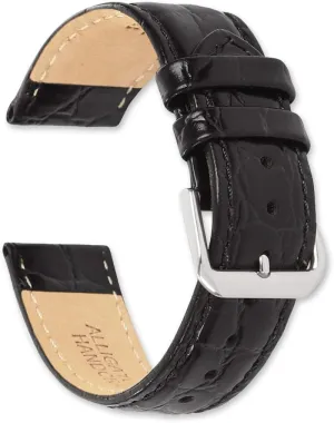 Replacement Watch Band Strap - Long Length - 8.5" Long - Widths: 16mm, 18mm, 19mm, 20mm arthritis deBeer - Alligator Grain Leather 