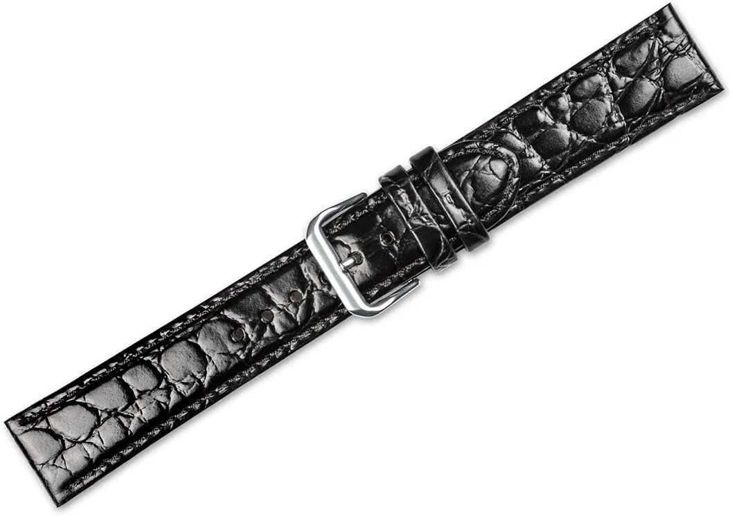 Replacement Watch Band Strap - Long Length - 8.5" Long - Widths: 16mm, 18mm, 19mm, 20mm arthritis deBeer - Alligator Grain Leather 