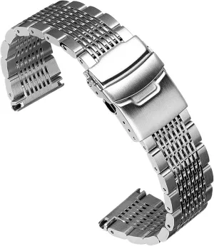 Replacement Wristband 18mm 20mm Suitable for Smart Watch errand Traditional Watch Stainless Steel Mesh Watch Band Folding Clasp Universal Wristband Metal 