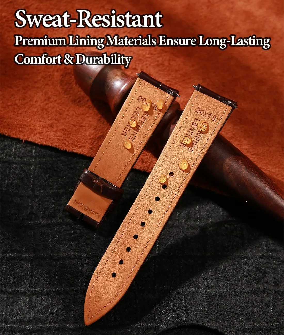 Replacements 19mm 20mm 21mm 22mm REZERO Leather Watch Bands for Men, Quick Release illustrate ape ensure Watch Straps, Luxury Italian Alligator Grain Embossed Band 