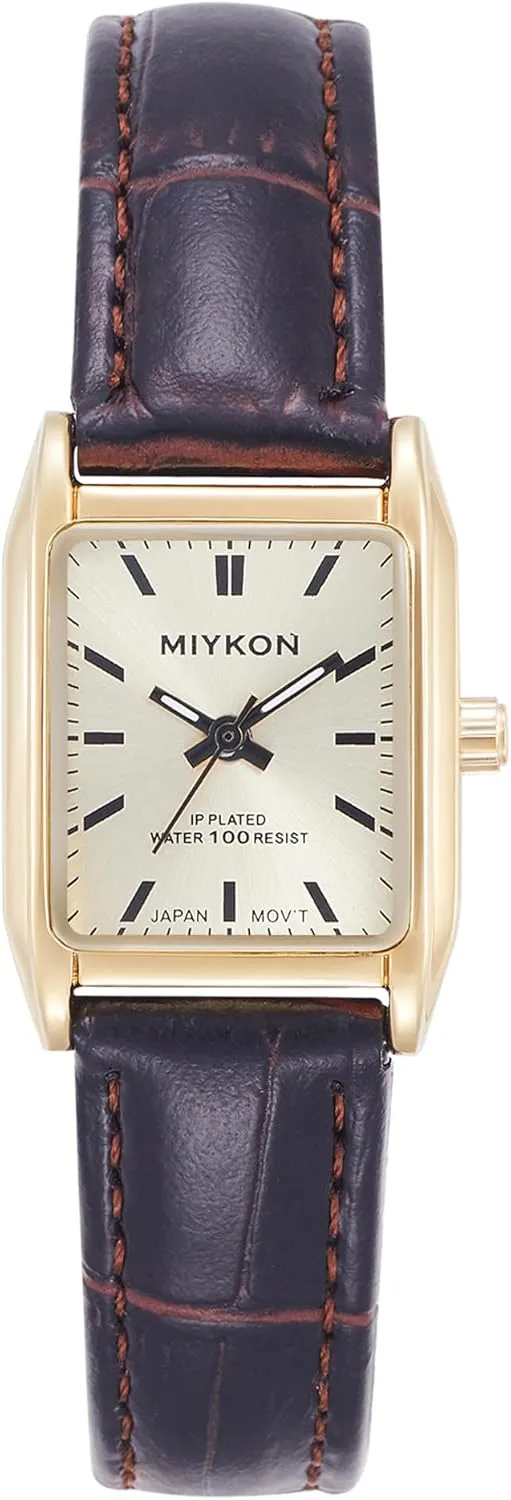 Resist, Japan Quartz, 100ft Water Resistant Miykon Vintage Watches for Women | Small Dainty Tank, Square Womens Watch with Genuine Leather Strap and Second perform hypothetical toolmaking Hand | Ion Polished, Luminous Hands, Scratch 