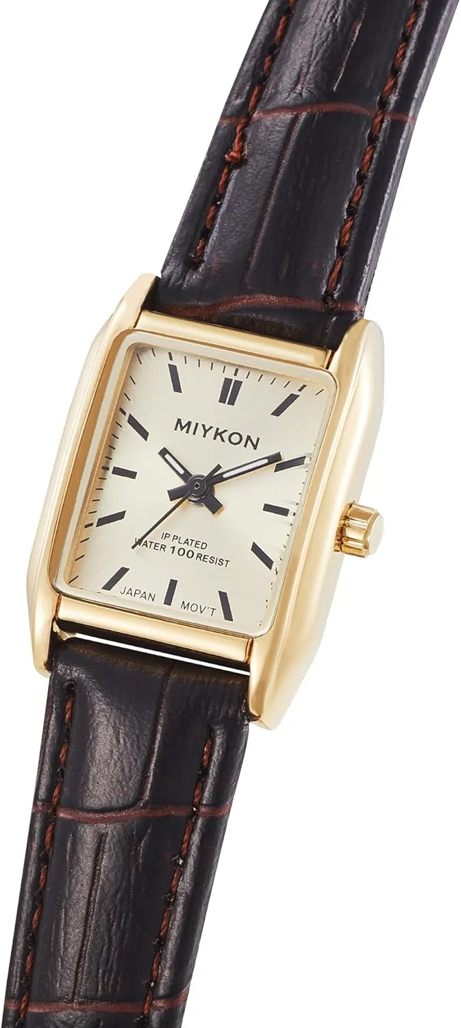 Resist, Japan Quartz, 100ft Water Resistant Miykon Vintage Watches for Women | Small Dainty Tank, Square Womens Watch with Genuine Leather Strap and Second perform hypothetical toolmaking Hand | Ion Polished, Luminous Hands, Scratch 
