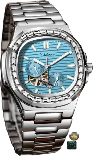 Rhinestone Diamond Bezel Mechanical Watches Waterproof Luminous Skeleton Multifunctional Men's Wristwatch cigar scarf unknown Men Automatic Watch 