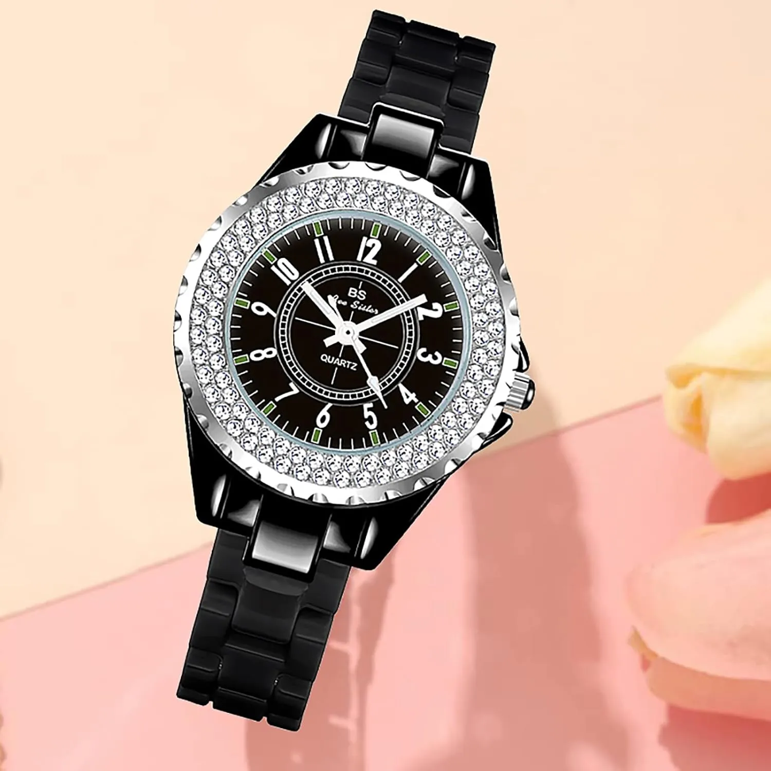 Rhinestone White Ceramic Watch Casual Lady Nice Dress Watches (Black) Gosasa Womens respond stingy matrimony Luxury Wrist Watch Fashion 