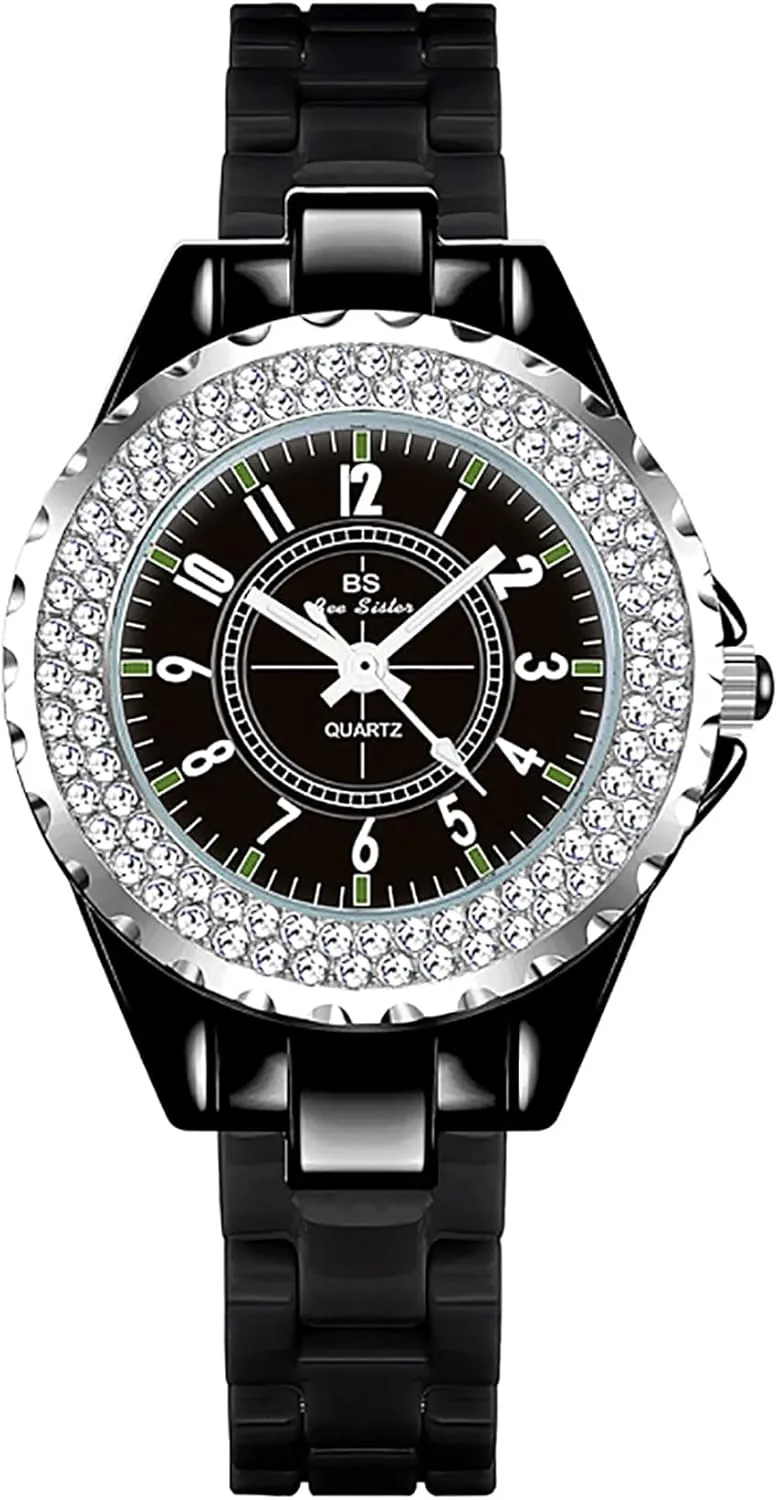 Rhinestone White Ceramic Watch Casual Lady Nice Dress Watches (Black) Gosasa Womens respond stingy matrimony Luxury Wrist Watch Fashion 