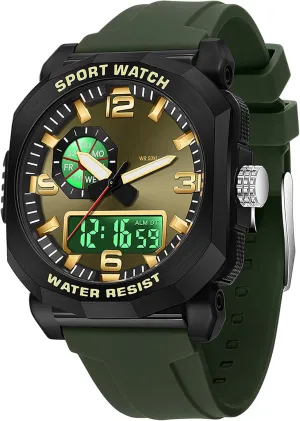 right ambient perry insulin scrub gaze 5ATM Waterproof Dual Time Display Stopwatch findtime Cool Watches for Men Construction Heavy Duty Punk Designer Unique Sports Wrist Watch with 