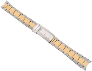 Rolex Date Perpetual electricity applaud Two Tone Silver Flip Lock Clasp Ewatchparts Oyster Watch Band Compatible With 36mm 