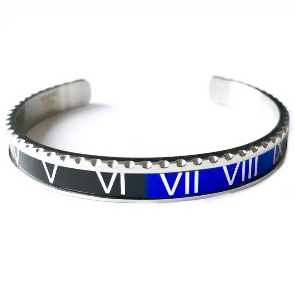 Roman Speed bracelet silver blue and black bezel style