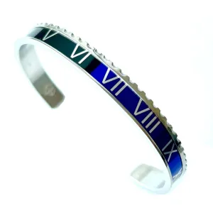 Roman Speed bracelet silver blue and black bezel style